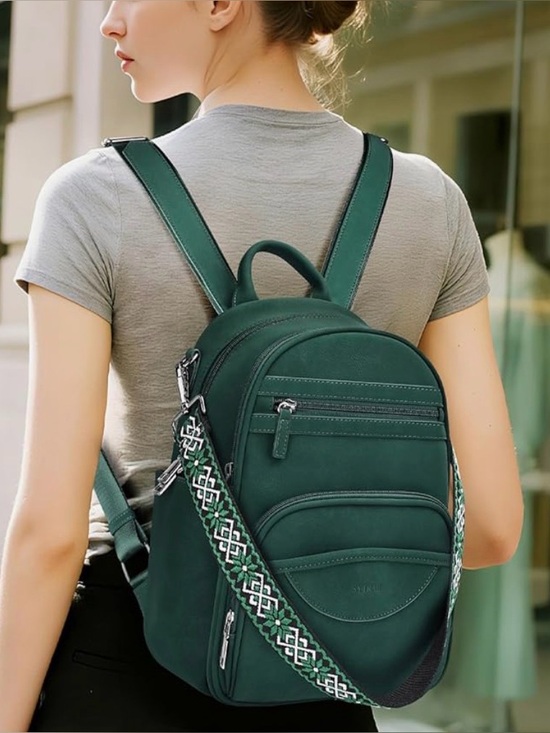 Sytrah Backpack Purse Handbags - Sytrah Women’s Green Mini Backpack - Sleek Everyday Backpack